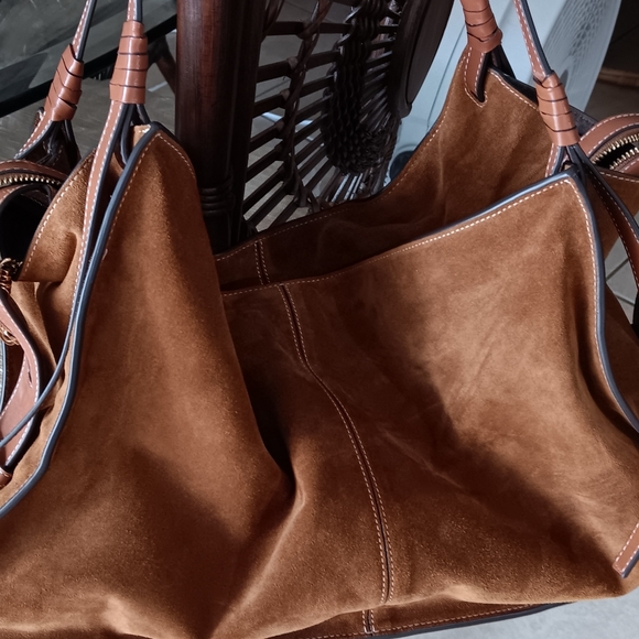 Handbags - STAUD"" Beautiful Large Brown Suede Women's Comfy Bag"